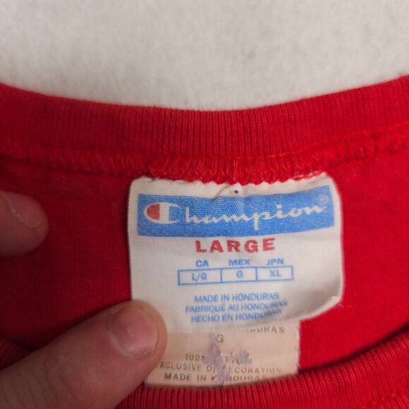 Champion Casual Short Sleeve Pullover T Shirt Mens Size Large L Red - Picture 3 of 9